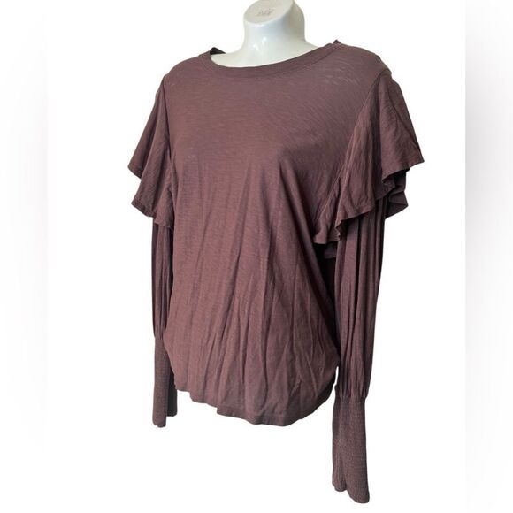 Nation LTD Pima Cotton Ruffle Smocked Sleeve Top - Picture 3 of 8